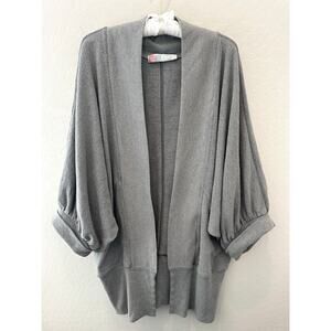 FREE PEOPLE BEACH Gray Open Front Cardigan Slouchy Balloon Sleeve Sweater Small